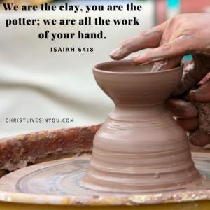 A potter shapes clay on a wheel