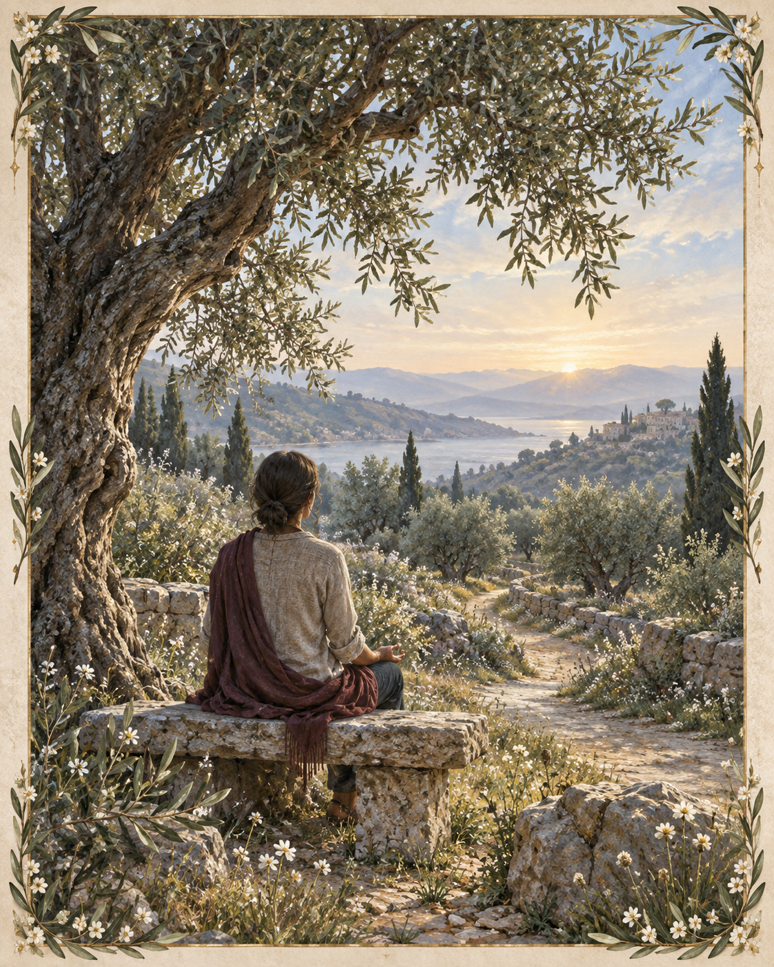 Sitting meditating in nature